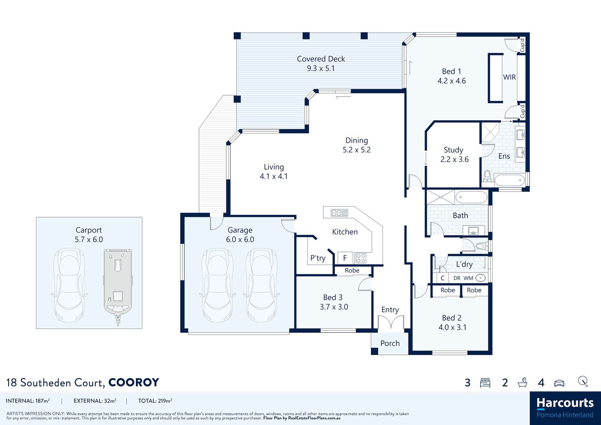 18 Southeden Court, Cooroy For Sale by Farmbuy.com - floorplan 1